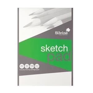 Image of Silvine A4 Popular Drawing Pad Acid Free Cartridge Paper 100gm2 50
