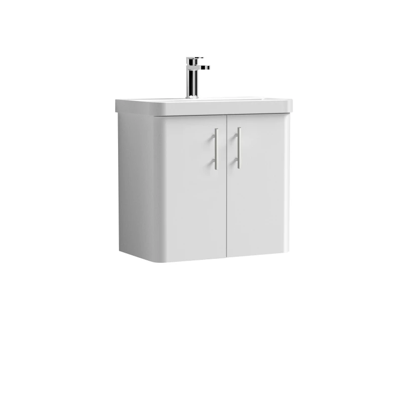 Image of Balterley Wall Hung 2 Door Vanity Basin Unit White Knurled Handles 600mm White