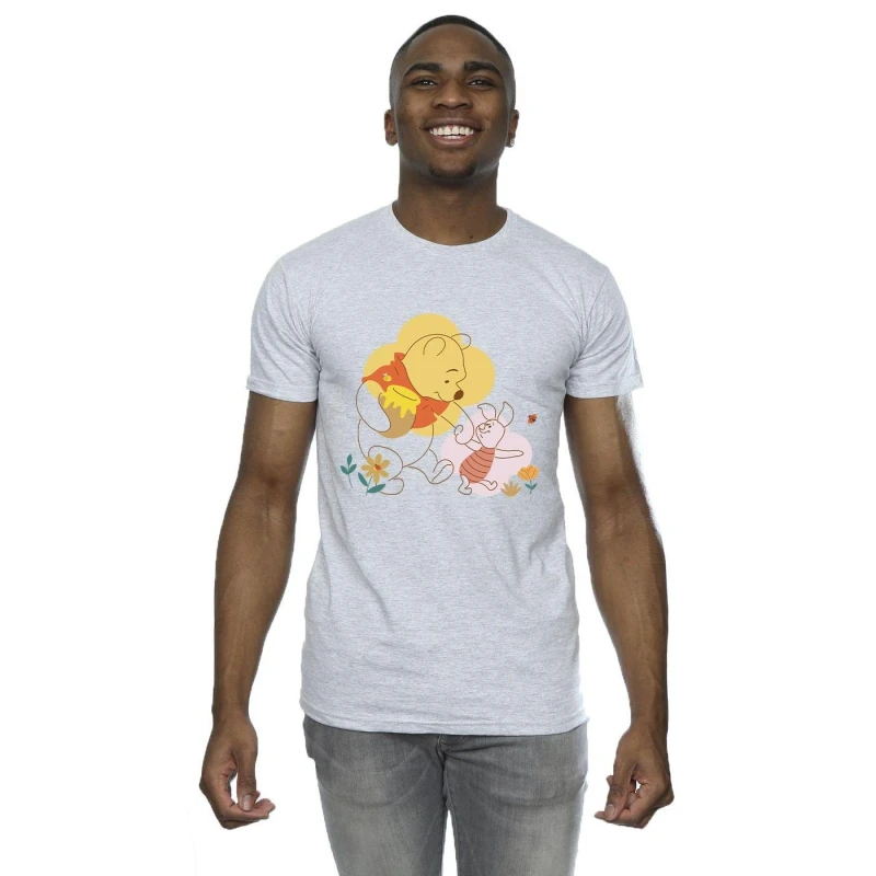 Image of Disney Men Winnie The Pooh Piglet T-Shirt in Grey Size: Small Grey S Male 5063283694286
