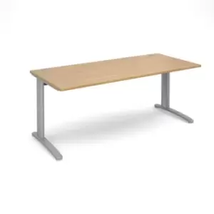 Image of Office Desk Rectangular Desk 1800mm Oak Tops With Silver Frames 800mm Depth TR10