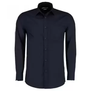 Image of Kustom Kit Mens Long Sleeve Tailored Poplin Shirt (15) (Dark Navy)