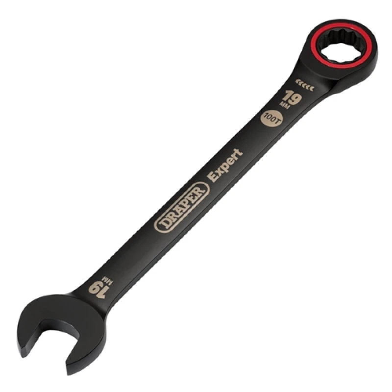 Image of Draper Expert HI-TORQ Metric Ratchet Combination Spanner, 19mm, Black 3892