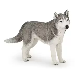Image of PAPO Dog and Cat Companions Siberian Husky Toy Figure, Three Years or Above, Grey/White (54035)