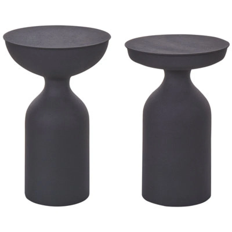 Image of Beliani Set Of 2 Side Tables Cota/tenjo Metal Black
