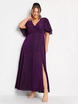 Image of Yours Metallic Maxi Dress, Purple, Size 20, Women