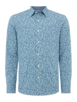 Image of Mens Michael Kors Stripe Print Shirt Blue