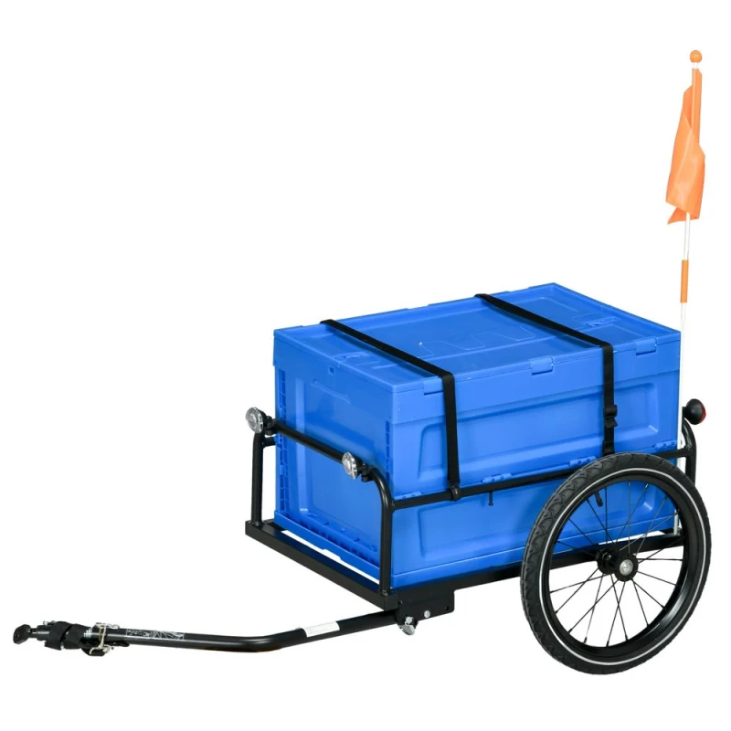 Image of HOMCOM Homcom - Bicycle Trailer with 65L Foldable Storage Box and Pneumatic Tyres Blue 5056725374082