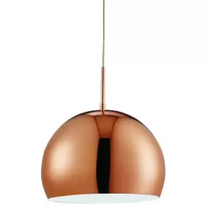 Image of Searchlight Industrial - 1 Light Large Dome Ceiling Pendant White, Copper, E27