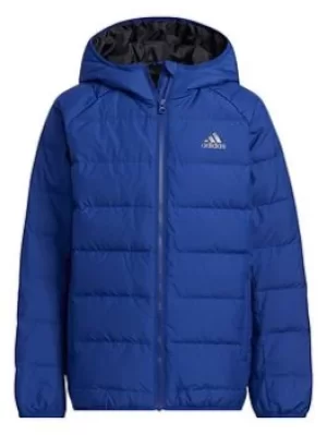Image of Boys, adidas Junior Unisex Yk Froosy Jacket, Blue/Black, Size 11-12 Years