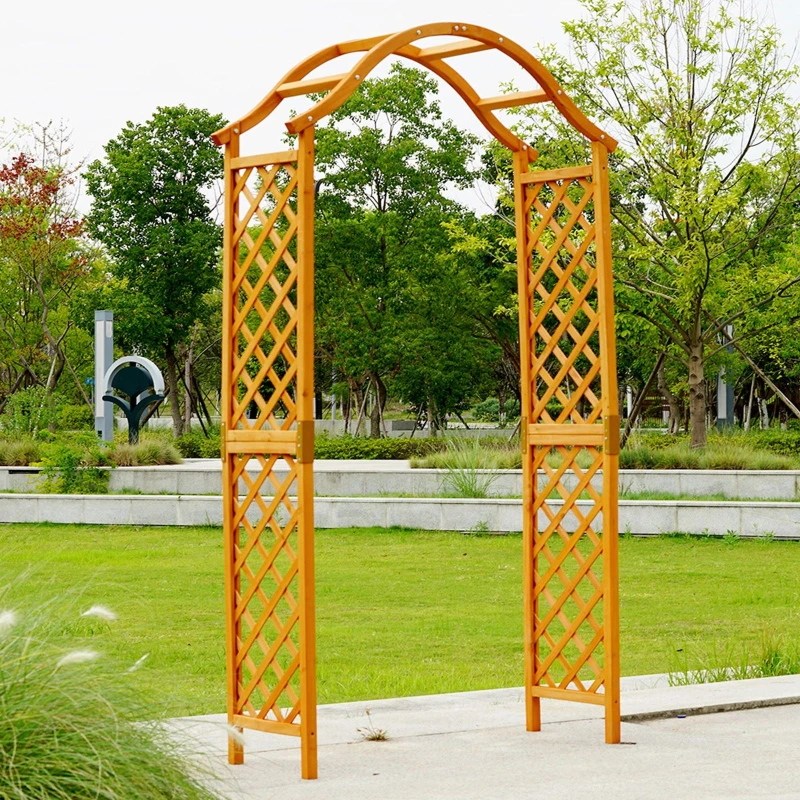 Image of Gr8 Garden Wooden Garden Arch Pergola Trellis Rose Climbing Archway Tan Frame Tan