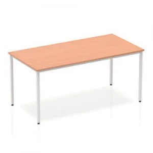 Image of Impulse Straight Table 1600 Beech Box Frame Leg Silver