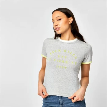 Image of Jack Wills Blackmore Flocked Logo T-Shirt - Grey Marl