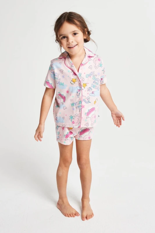 Image of Brand Threads Peppa Pig Short Pyjama Set Size: 4-5 Years Multicolor Unisex 4-5 Years