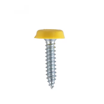 Image of SEALEY PTNP6 Number Plate Screw Plastic Enclosed Head 4.8 x 24mm Yellow x 50