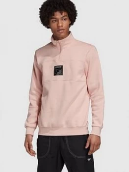 Image of adidas Originals Spirit Icon 1/4 Zip Top - Pink, Size S, Men