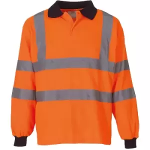 Image of Yoko Ladies/Womens Hi-Vis Long Sleeve Polo Shirt (Pack of 2) (S) (Hi Vis Orange)