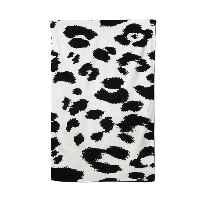 Image of Warren Reed - Designer Black Leopard Print Tea Towel Black Unisex