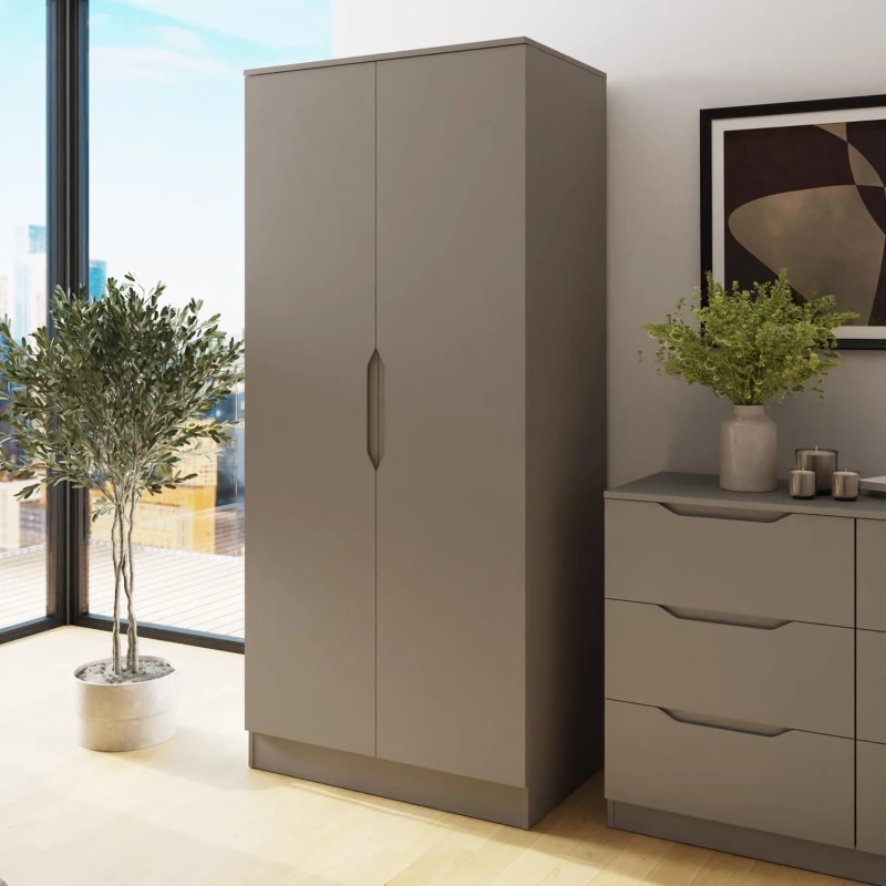 Image of FWStyle FWStyle Luno 2 Door Putty Modern Double Wardrobe in Beige Beige One Size Unisex 5056413129826