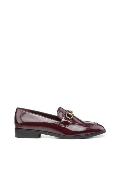 Image of Hotter Cornell Buckle Front Loafers - Wine, Red, Size 8, Women