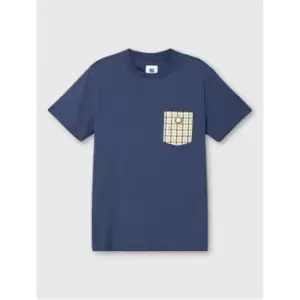 Image of Pretty Green Raglan Check Pocket T-Shirt - Blue