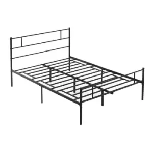 Image of Homcom Double Metal Bed Frame With Headboard And Footboard Black