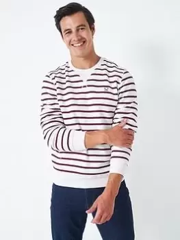 Image of Crew Clothing Breton Crew Sweatshirt, Red, Size L, Men