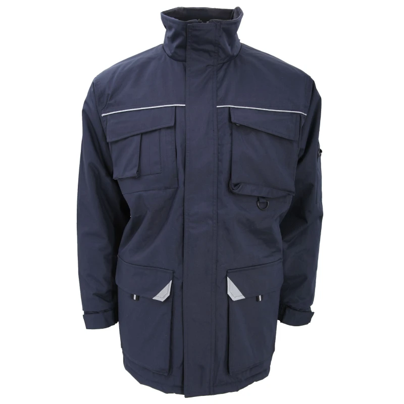 Image of Result Result Men Sabre Long Work Coat in Navy Size: X-Small Navy XS Male 5054171185405
