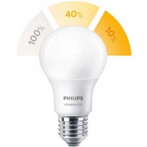 Image of Philips Lighting LED (monochrome) EEC A+ (A++ - E) E27 Arbitrary 8 W = 60 W Warm white (Ø x L) 61mm x 107mm SceneSwitch