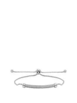 Image of Jon Richard Rhodium Plated Pave Bar Toggle Bracelet, Silver, Women