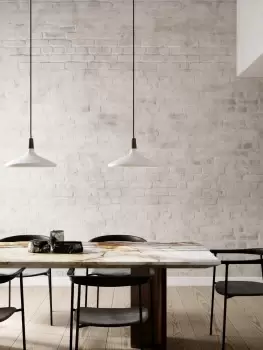 Image of DFTP Nori 39 Indoor Living Dining Metal Pendant Ceiling Light in White (Diam) 39cm