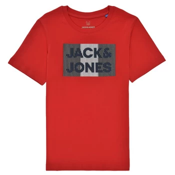 Image of Jack Jones JJECORP LOGO PLAY TEE boys's Childrens T shirt in Red - Sizes 13 years,15 years,16 years