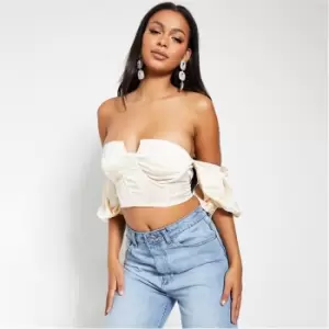 Image of I Saw It First Puff Sleeve Bardot Corset - Brown