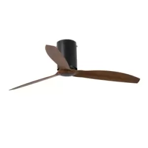 Image of Mini-Tube Matt Black, Wood Ceiling Fan With DC Motor Smart - Remote Included