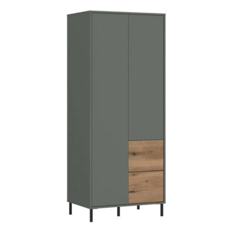 Image of Furniture To Go Darwin Wardrobe 2 Door 2 Drawer In Green/oak