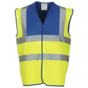 Image of Yoko Adults Unisex Two Tone Class 1 Reflective Jacket (S) (Royal/Hi-Vis Yellow) - Royal/Hi-Vis Yellow