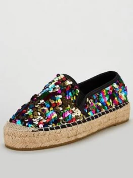 Image of Superdry Polly Flatform Espadrille - Multi , Carnival Sequin, Size 5, Women