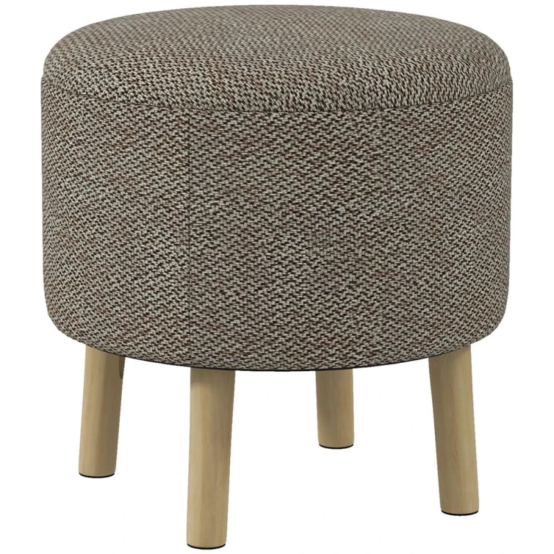 Image of HOMCOM Storage Ottoman, Round Stool Chair With Cushioned Top, Hidden Space Light Grey 838-437V70LG