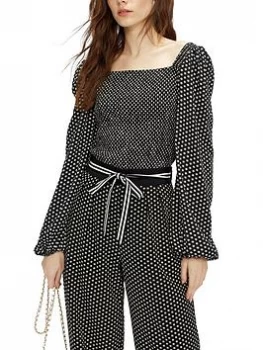 Image of Ted Baker Shirred Bodice Top - Black, Size 5=16, Women