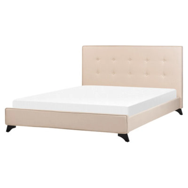 Image of Beliani Bed Fabric Ambassador 160 X 200 Cm (Eu King Size) Beige