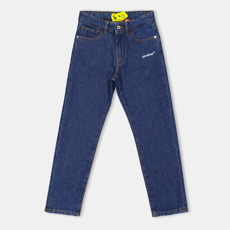 Image of Off White Kids Straight Fit Denim Jeans Blue/White male 12Y