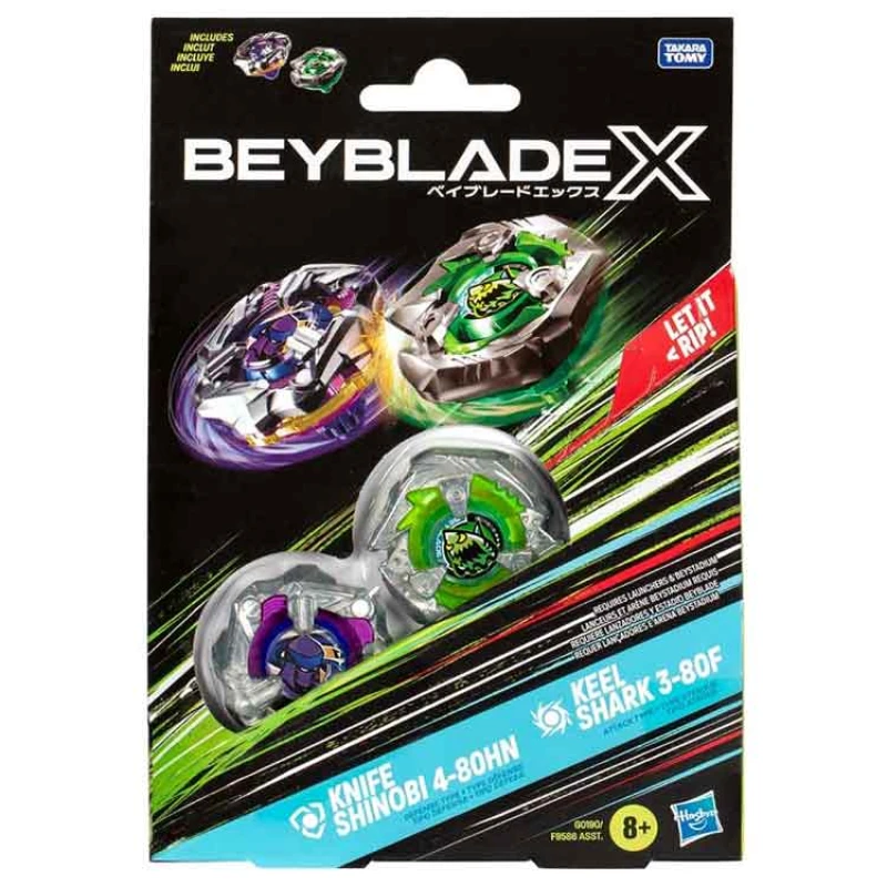 Image of Beyblade Beyblade X Knife Shinobi and Keel Shark Dual Pack Set