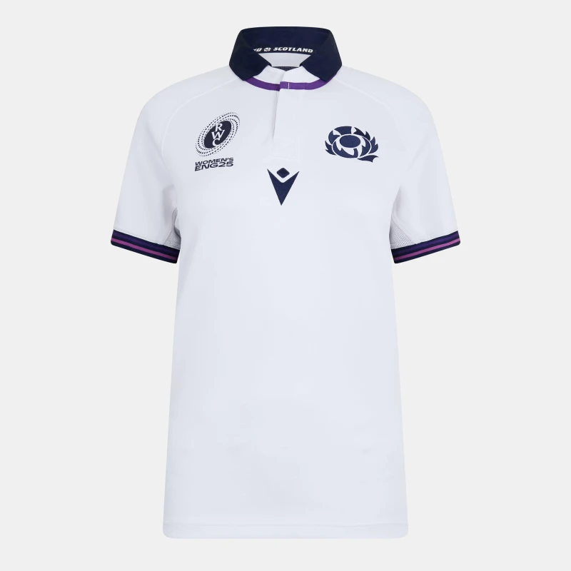 Image of Macron Scotland Womens Rugby World Cup Away Shirt 2025 Womens White female 10 (S)