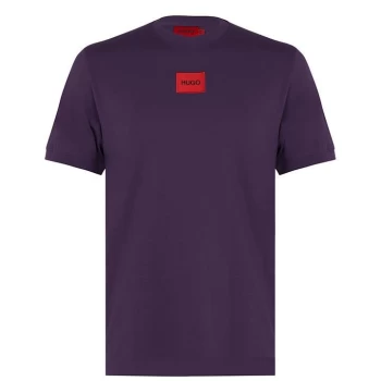 Image of Hugo Diragolino Red Patch Logo T-Shirt Dark Purple