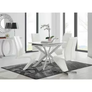 Image of Furniture Box LIRA 100 Extending Dining Table and 4 White Willow Chairs
