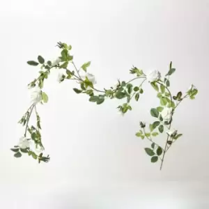 Image of Cream Artificial Rose Flower Garland, 180cm - Cream - Homescapes