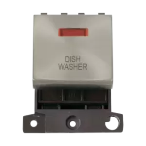 Image of Click Scolmore MiniGrid 20A Double-Pole Ingot & Neon Dishwasher Switch Satin Chrome - MD023SC-DW
