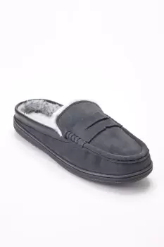 Image of Suede Fur Lined Mule Moccasin Slippers