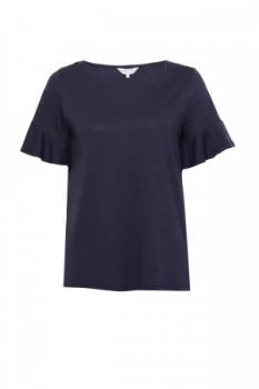 Image of Great Plains Lily lace Mix Peplum Sleeve Top Blue