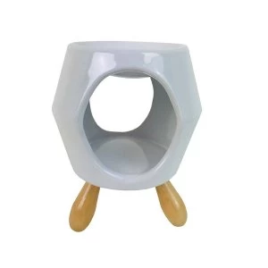 Image of Abstract White Ceramic Oil Burner with Feet