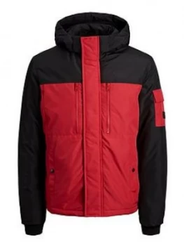 Image of Jack & Jones Boys Padded Colourblock Windbreaker - Red, Size Age: 10 Years